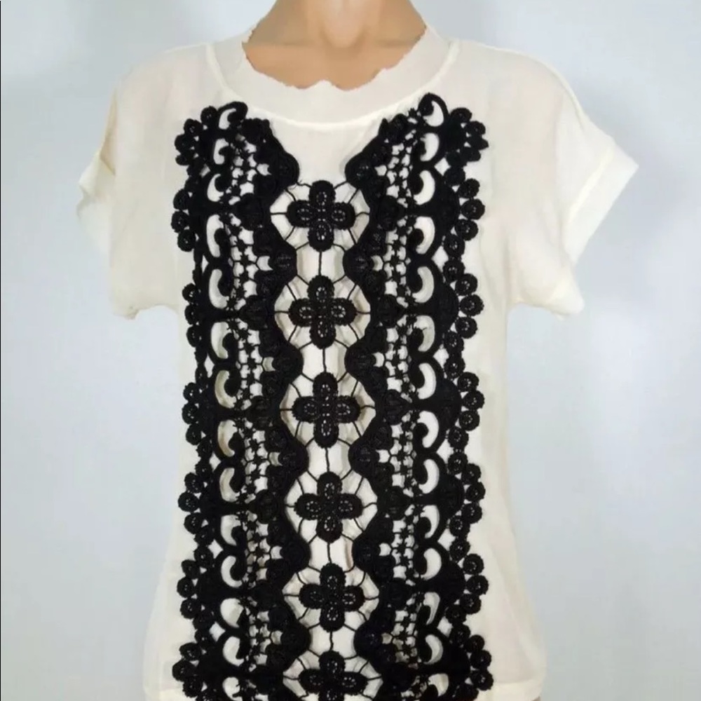 Blue Rain Sheer Women’s Top Blouse Lace Small